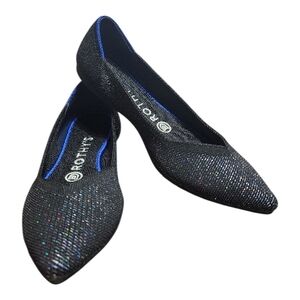 🔥 Rothy’s The Point Black w/ Metallic Lattice  SUPER RARE • Never Worn • Size 7